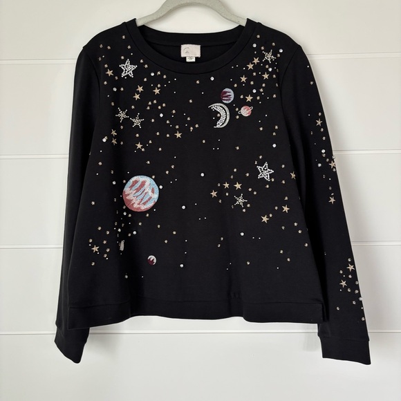 Anthropologie Postage  Stargazer Pullover Embellished Sweatshirt  Small - Picture 1 of 15